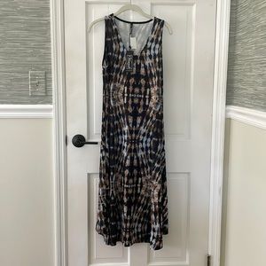 NWT Deborah Viereck size L dress. Brown/black tie-dye.